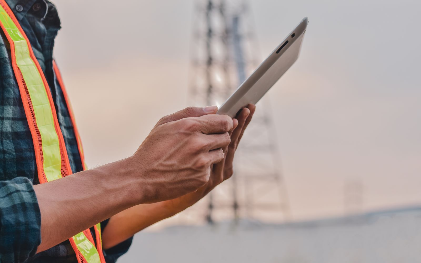 Contractor reviewing leads on a tablet